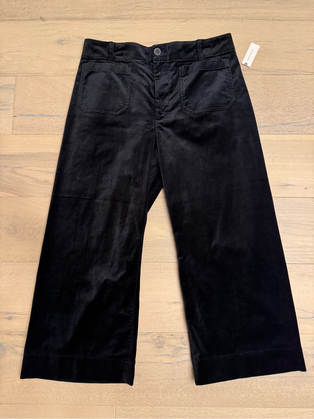 NWT Anthropologie Maeve Colette Black Velvet Wide Leg Pants Size 33